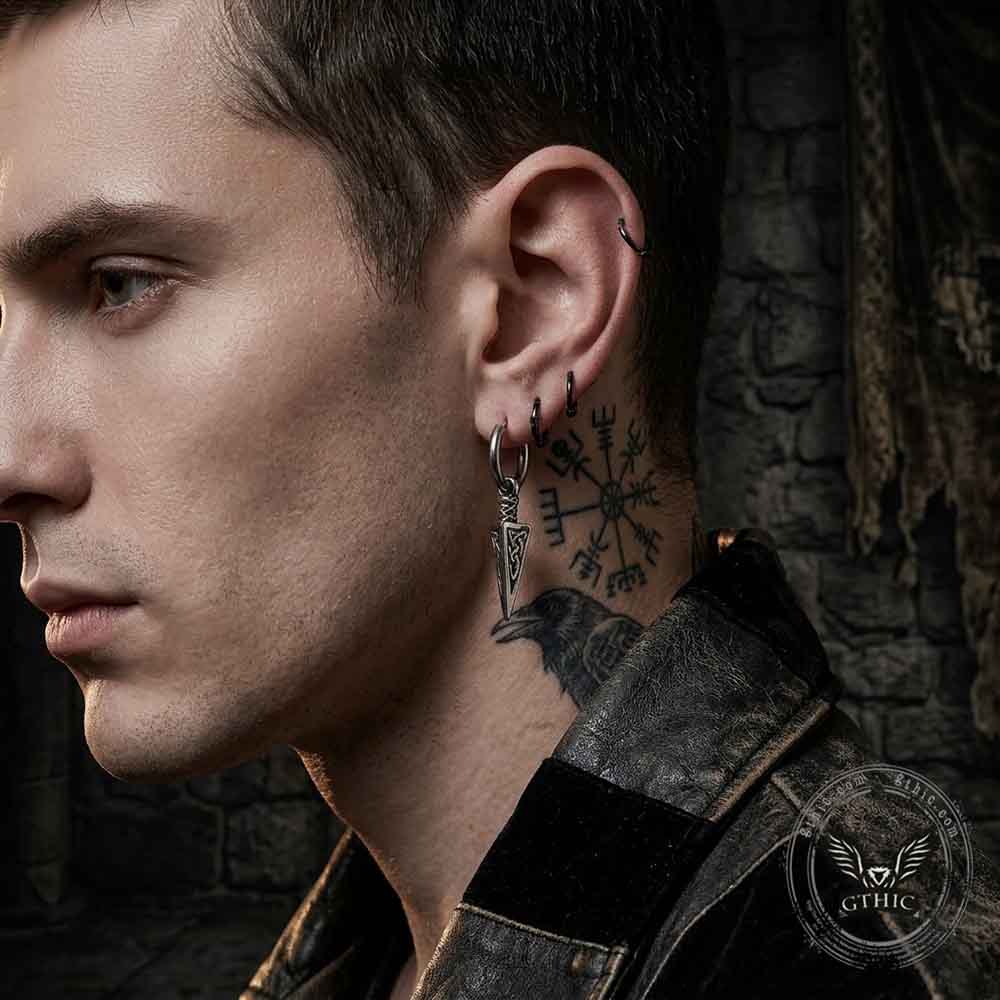 Vintage Celtic Knot Triangle Stainless Steel Earrings | Gthic.com