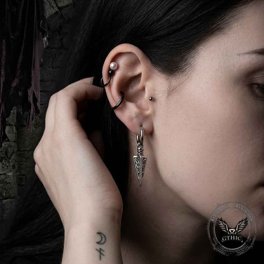 Vintage Celtic Knot Triangle Stainless Steel Earrings | Gthic.com
