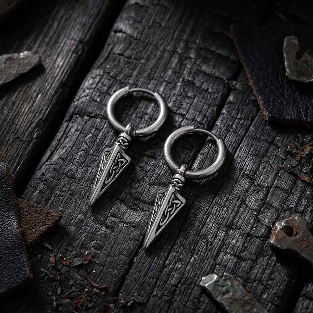 Vintage Celtic Knot Triangle Stainless Steel Earrings