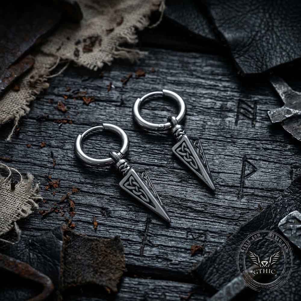 Vintage Celtic Knot Triangle Stainless Steel Earrings
