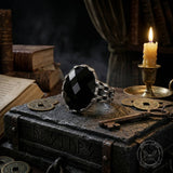 Vintage Chain Black Gemstone Stainless Steel Ring | Gthic.com