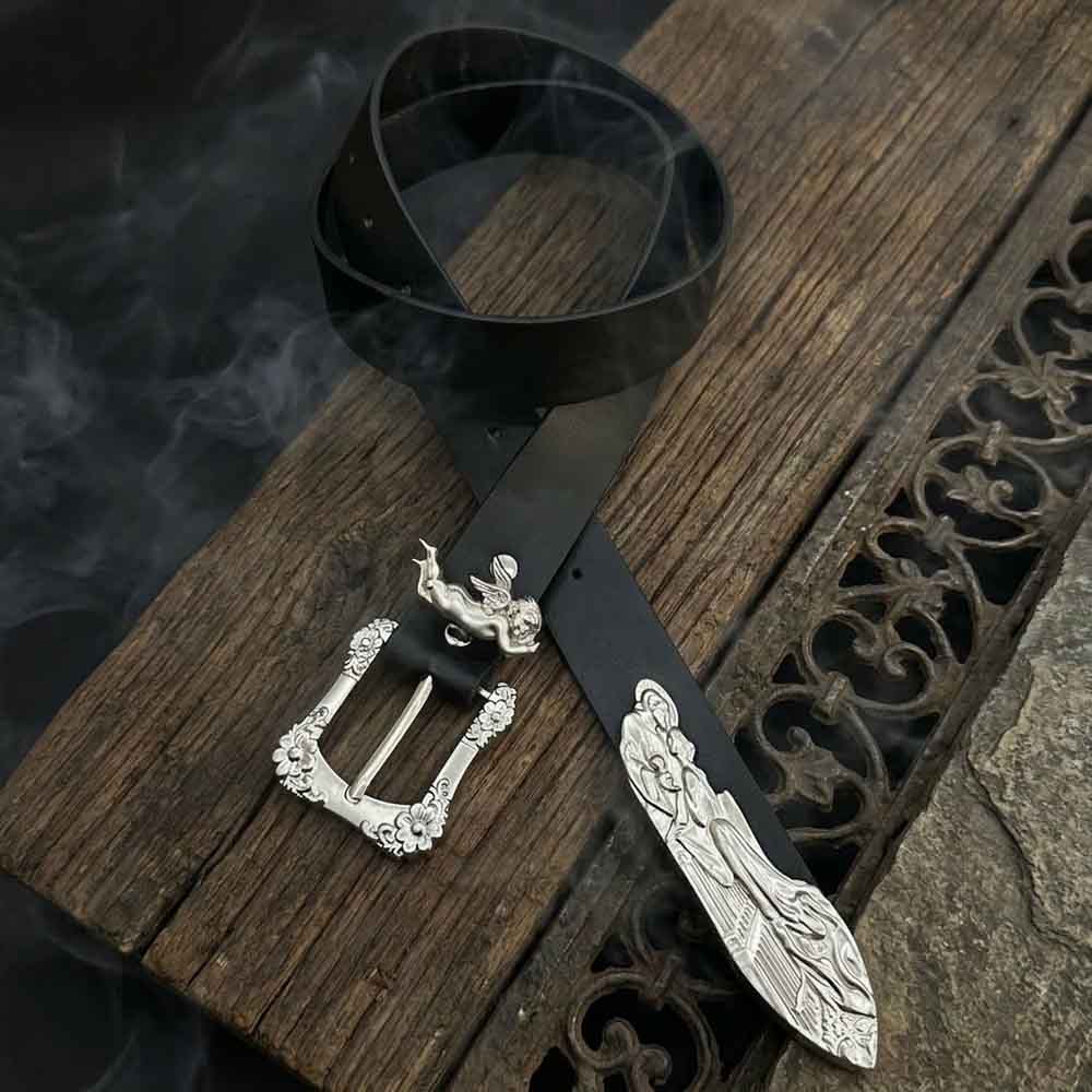 Vintage Cherub And Holy Saint PU Leather Belt