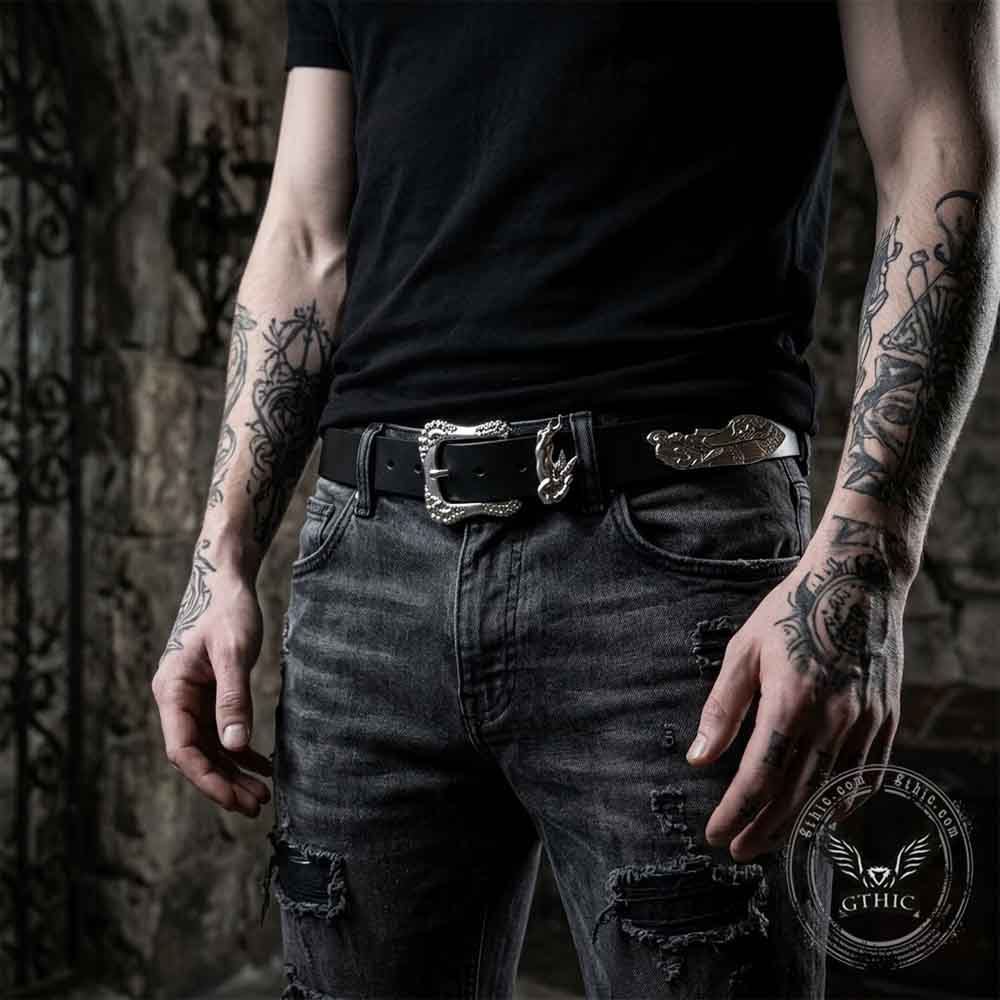 Vintage Cherub And Holy Saint PU Leather Belt