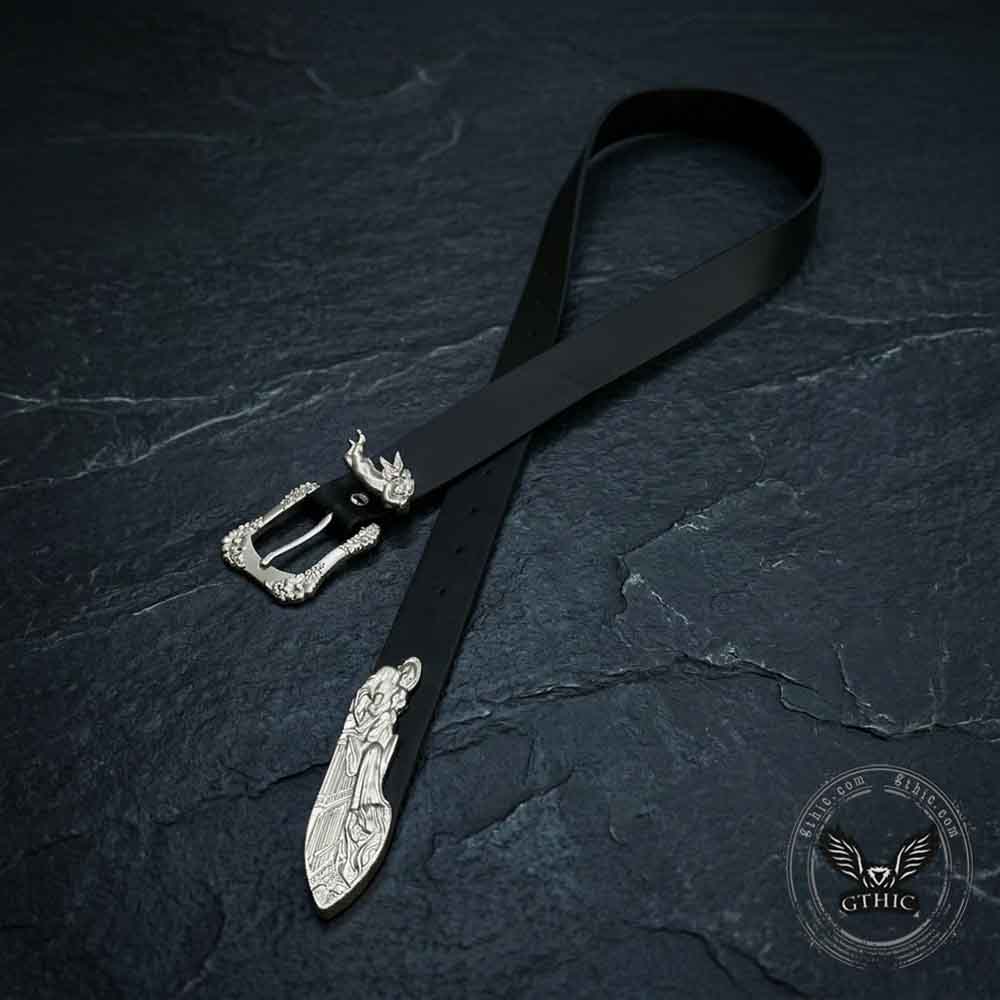 Vintage Cherub And Holy Saint PU Leather Belt