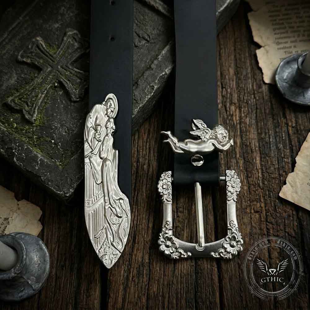Vintage Cherub And Holy Saint PU Leather Belt