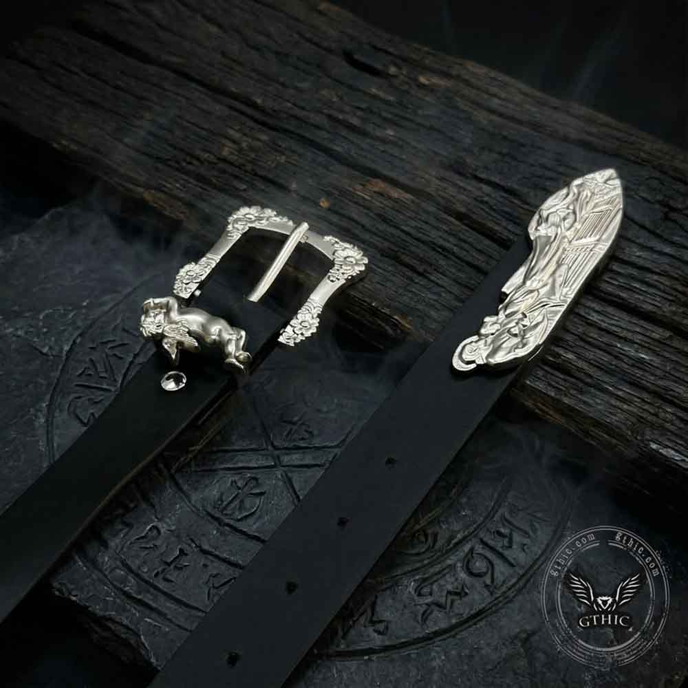 Vintage Cherub And Holy Saint PU Leather Belt