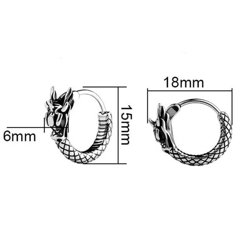Vintage Chinese Dragon Design Stainless Steel Earrings