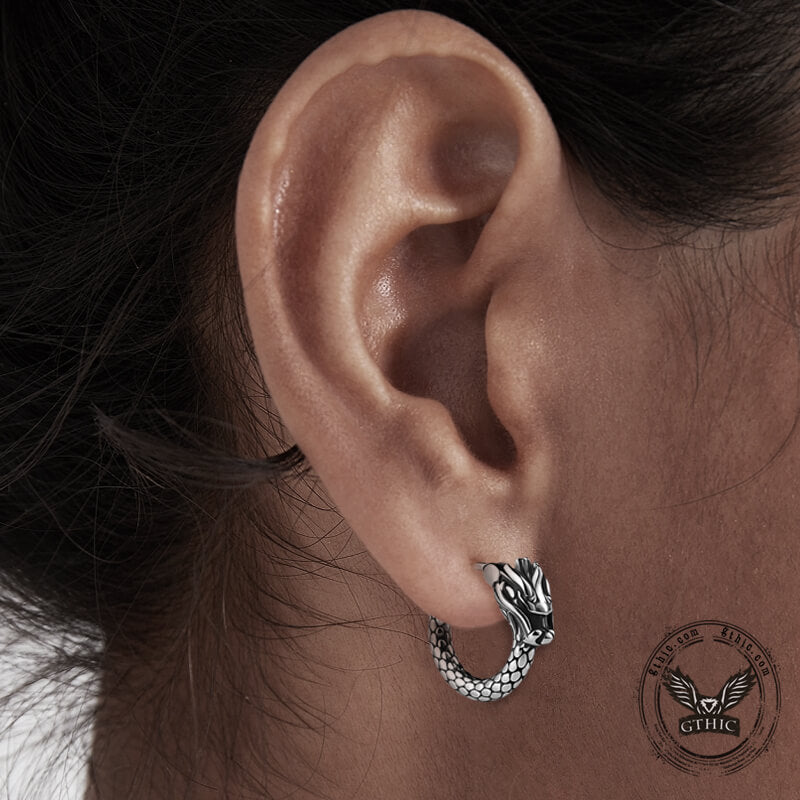 Vintage Chinese Dragon Design Stainless Steel Earrings