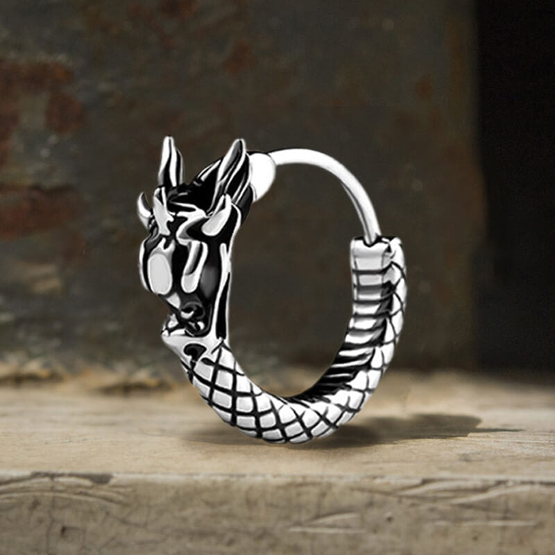 Vintage Chinese Dragon Design Stainless Steel Earrings | Gthic.com