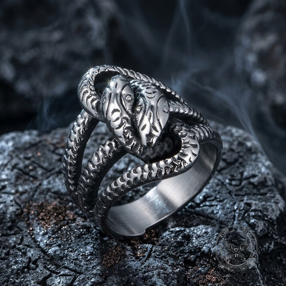 Vintage Coiled Snake Stainless Steel Gothic Ring | Gthic.com
