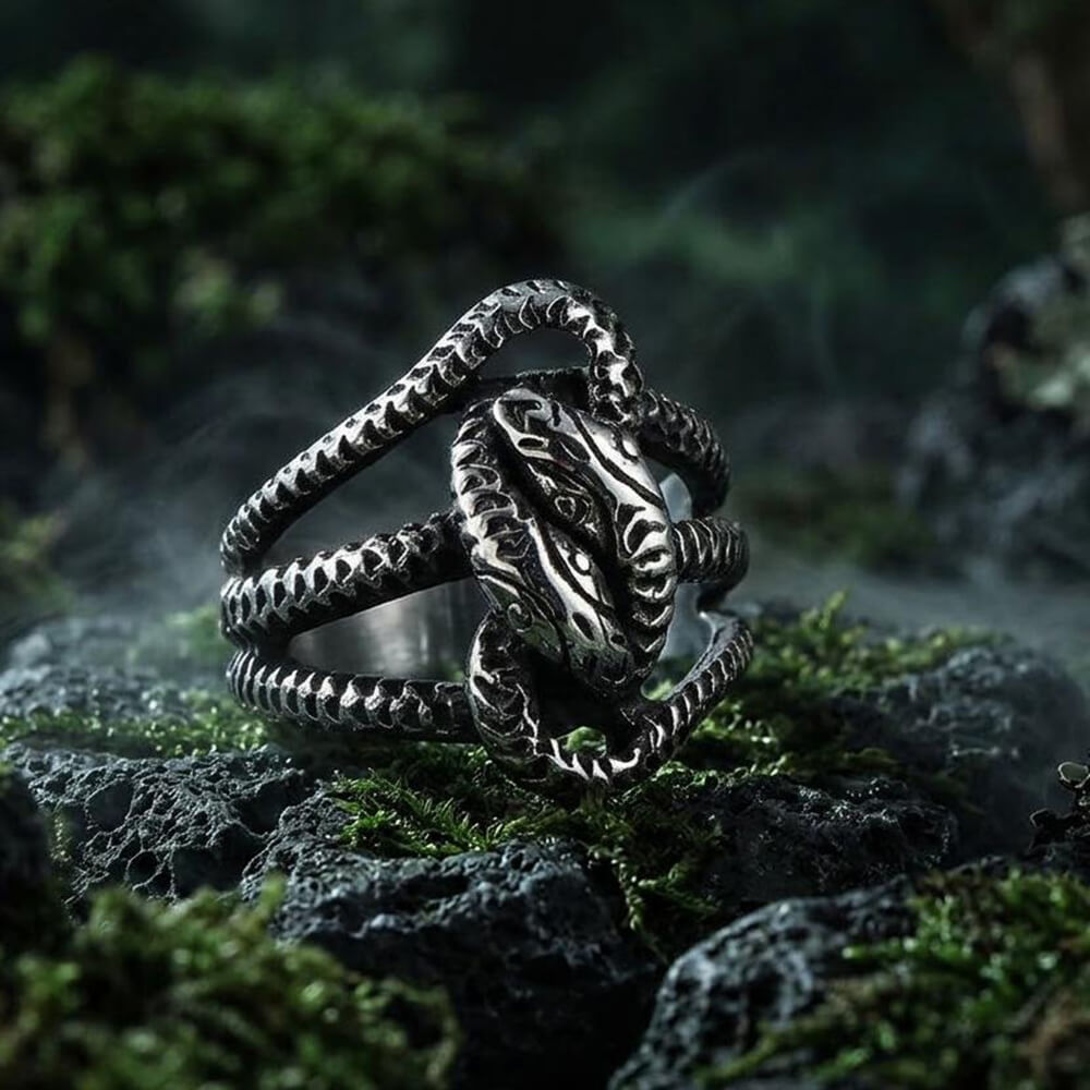 Vintage Coiled Snake Stainless Steel Gothic Ring | Gthic.com