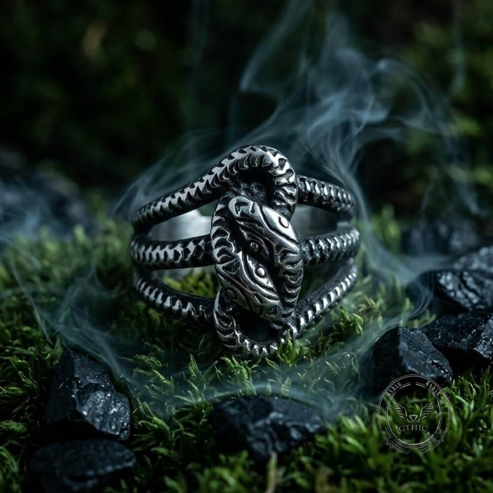 Vintage Coiled Snake Stainless Steel Gothic Ring | Gthic.com