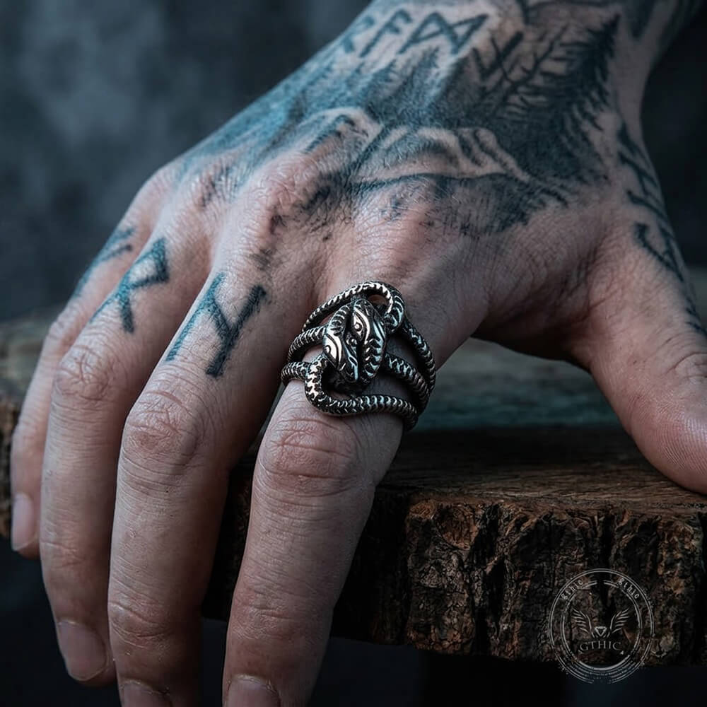 Vintage Coiled Snake Stainless Steel Gothic Ring | Gthic.com
