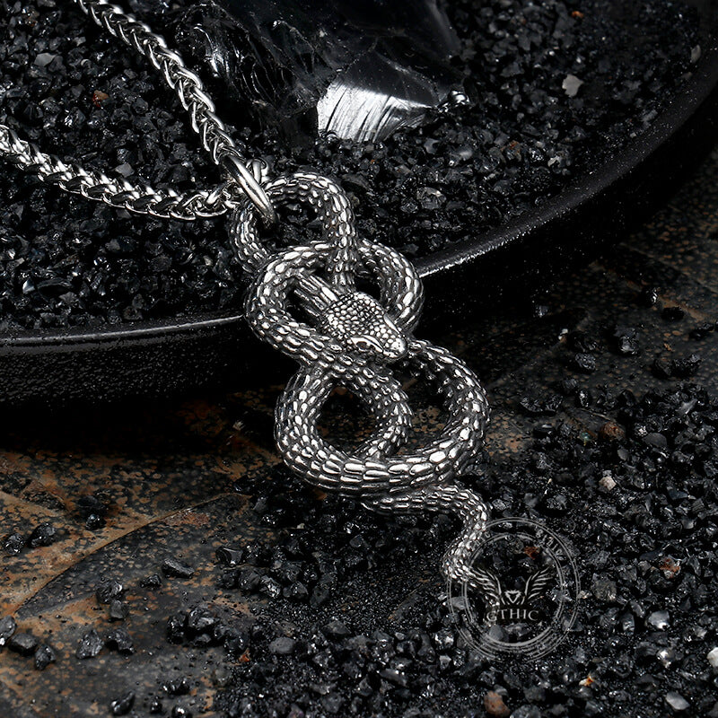 Vintage Coiled Snake Stainless Steel Pendant | Gthic.com