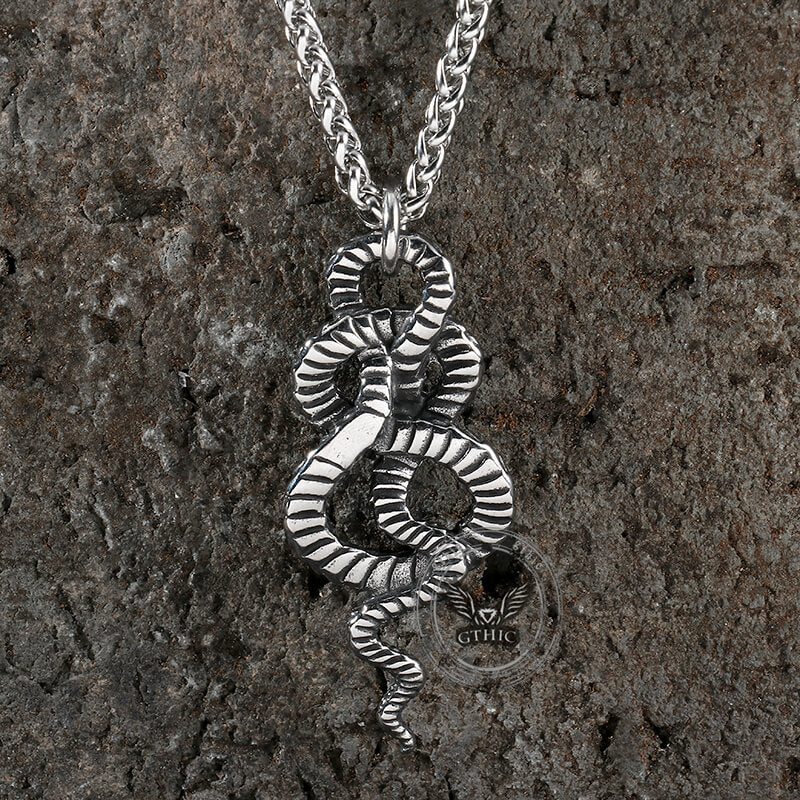 Vintage Coiled Snake Stainless Steel Pendant | Gthic.com