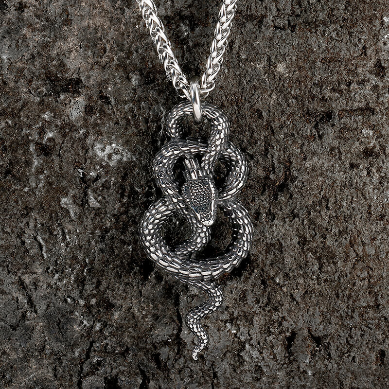 Vintage Coiled Snake Stainless Steel Pendant | Gthic.com