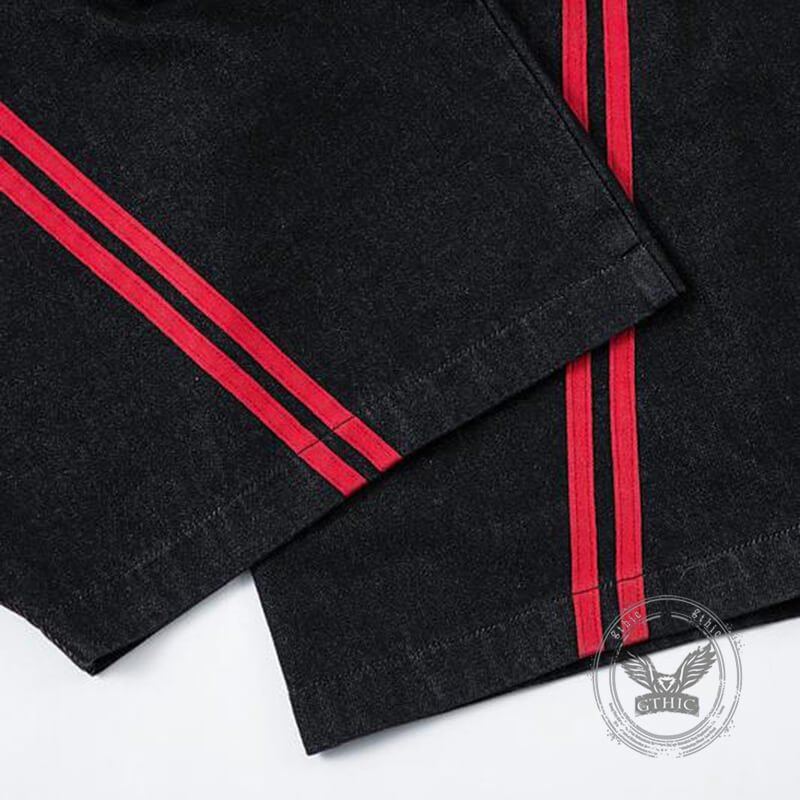 Pantalon Punk Homme en Coton Imprimé Crâne Patch