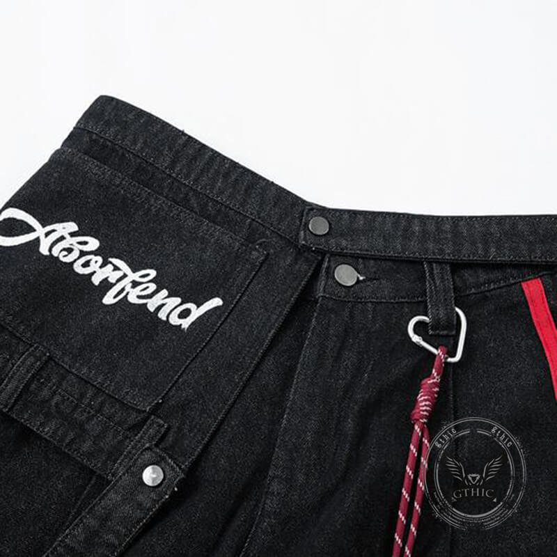 Pantaloni punk da uomo in cotone con stampa teschio patch – GTHIC