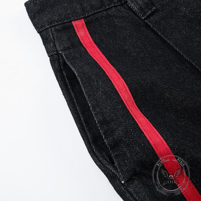 Pantalon Punk Homme en Coton Imprimé Crâne Patch