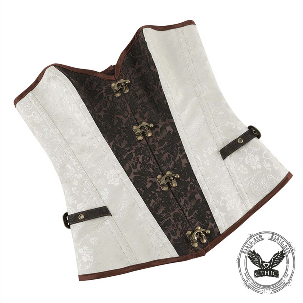 Vintage Colorblock Embroidery Shaping Court Corset