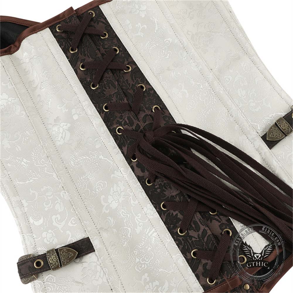 Vintage Colorblock Embroidery Shaping Court Corset
