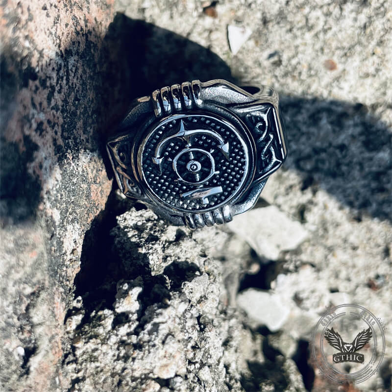 Vintage Compass Anchor Stainless Steel Marine Ring