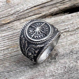 Vintage Compass Stainless Steel Marine Ring