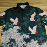 Vintage Crane Linen Short Sleeve Hawaiian Shirt