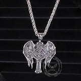 Vintage Cross Archangel Wing Amulet Stainless Steel Pendant