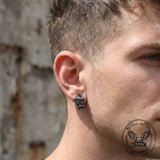 Vintage Cross Crown Skull Stainless Steel Stud Earrings | Gthic.com