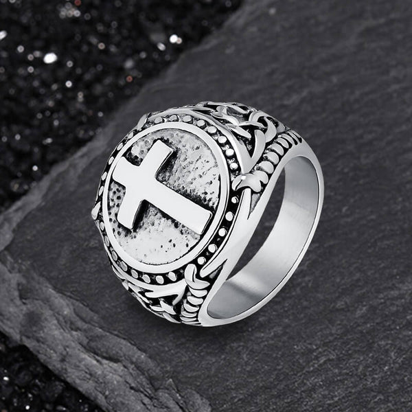Vintage Cross Knot Stainless Steel Ring | Gthic.com