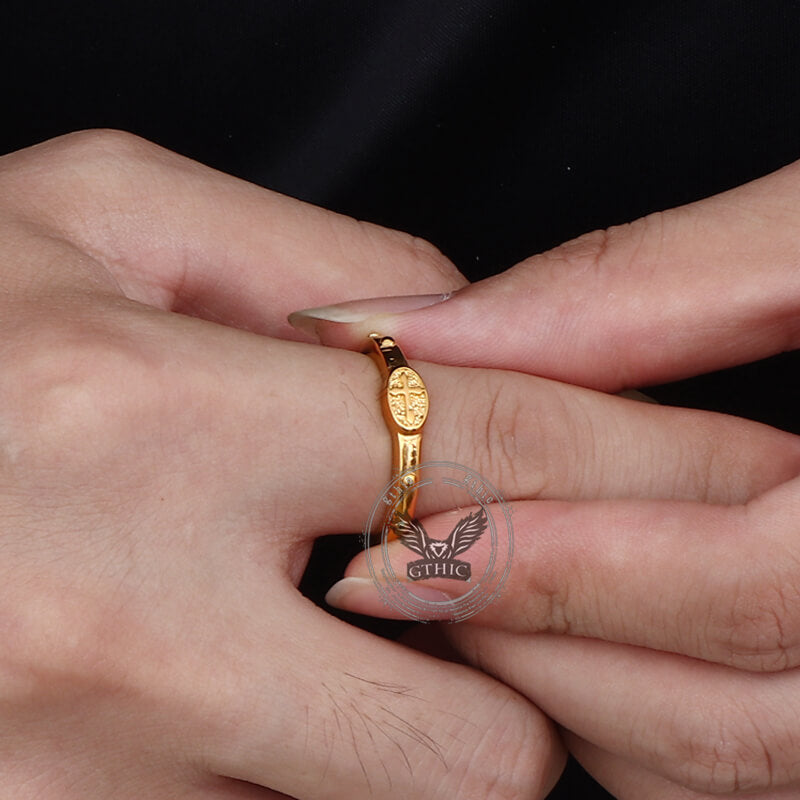 Vintage Cross Pattern Stainless Steel Christian Ring