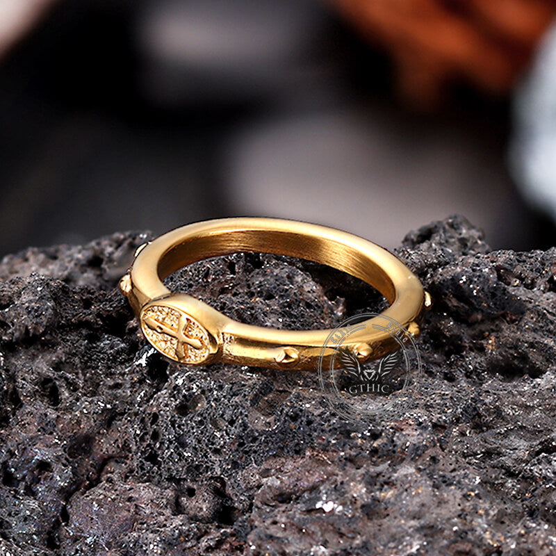 Vintage Cross Pattern Stainless Steel Christian Ring