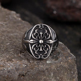 Vintage Cross Pattern Stainless Steel Punk Ring | Gthic.com