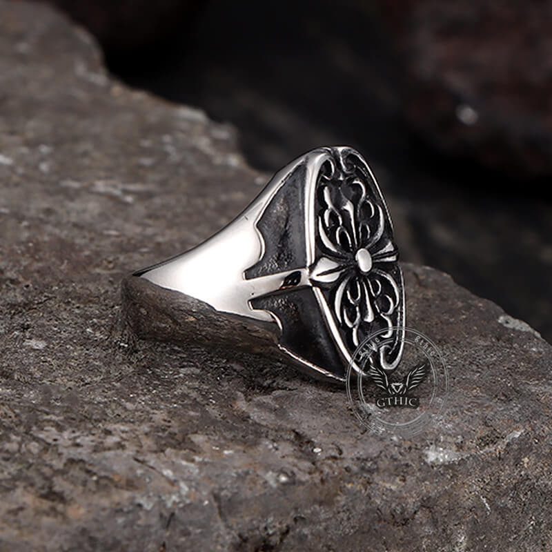 Vintage Cross Pattern Stainless Steel Punk Ring