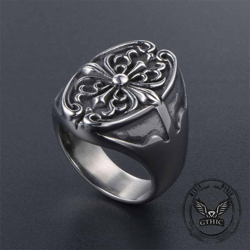 Vintage Cross Pattern Stainless Steel Punk Ring