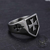 Vintage Cross Pattern Stainless Steel Shield Ring