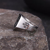 Vintage Cross Pattern Stainless Steel Shield Ring