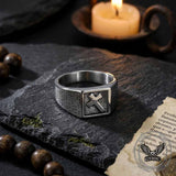 Vintage Cross Prayer Letter Stainless Steel Signet Ring