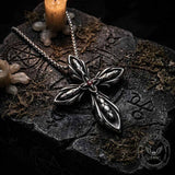 Vintage Cross Red Zircon Stainless Steel Pendant | Gthic.com