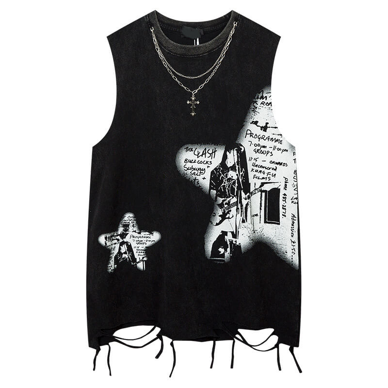 Vintage Cross Rock Star Sleeveless Print T-Shirt | Gthic.com