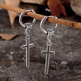 Vintage Cross Stainless Steel Dangle Earrings | Gthic.com