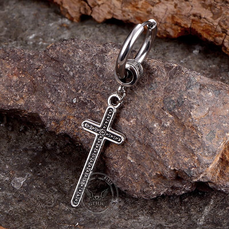 Vintage Cross Stainless Steel Dangle Earrings