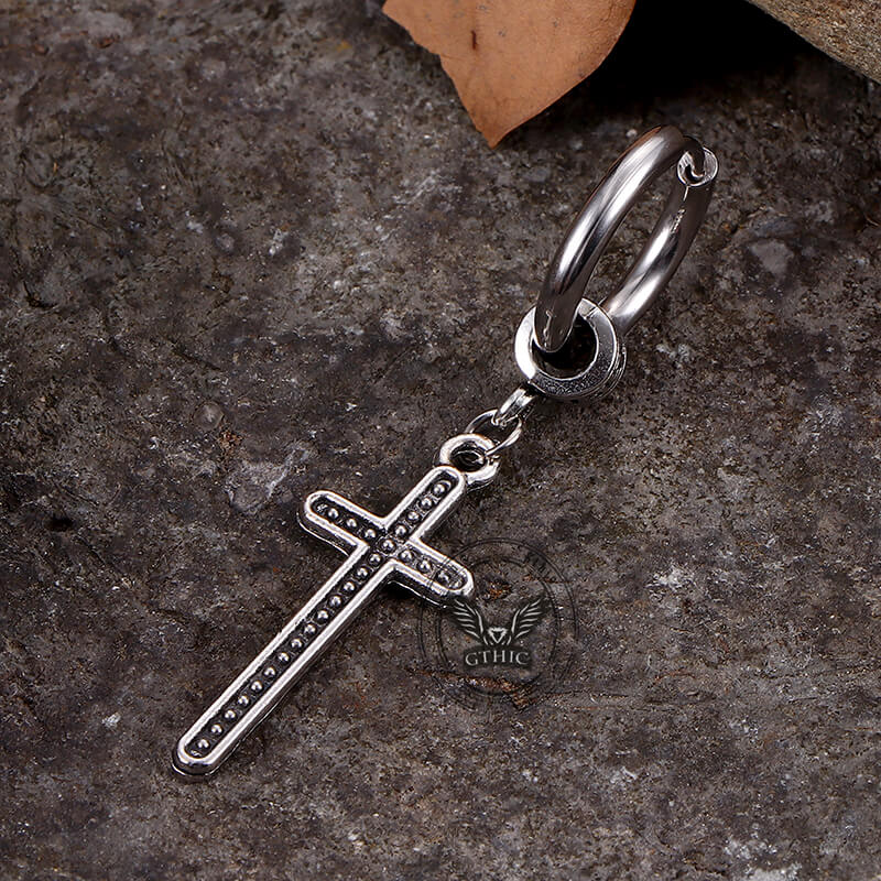 Vintage Cross Stainless Steel Dangle Earrings