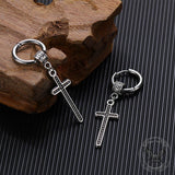 Vintage Cross Stainless Steel Dangle Earrings
