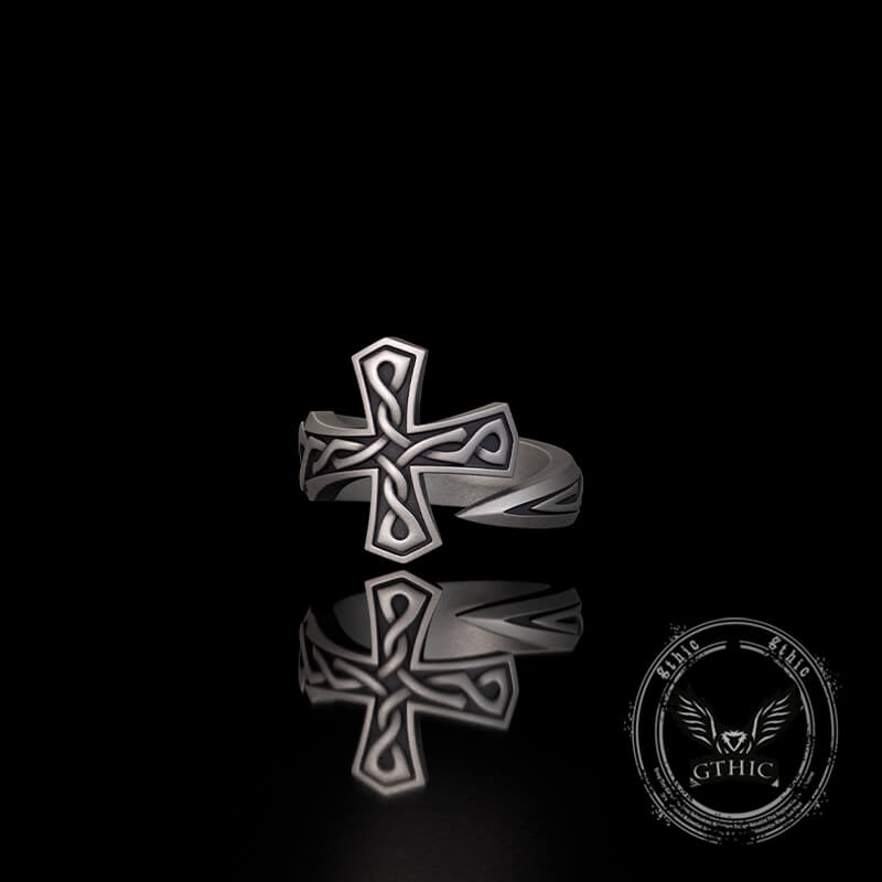 Vintage Cross Sword Sterling Silver Open Ring | Gthic.com