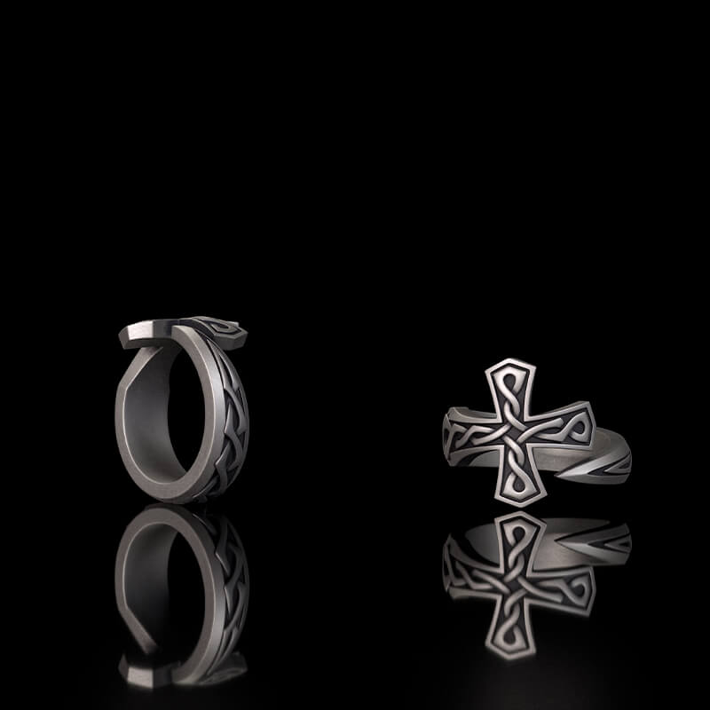 Vintage Cross Sword Sterling Silver Open Ring | Gthic.com