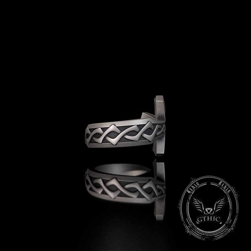 Vintage Cross Sword Sterling Silver Open Ring | Gthic.com