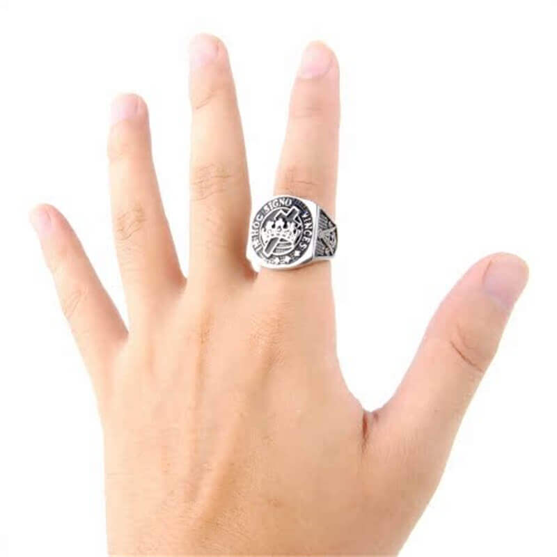 Vintage Crown Cross Stainless Steel Masonic Ring 03 | Gthic.com