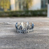 Vintage Crown Design Sterling Silver Ring | Gthic.com